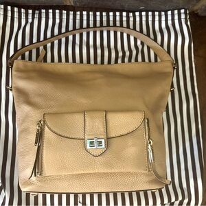 Henri Bendel Tan Rivington Hobo Leather Shoulder Bag
